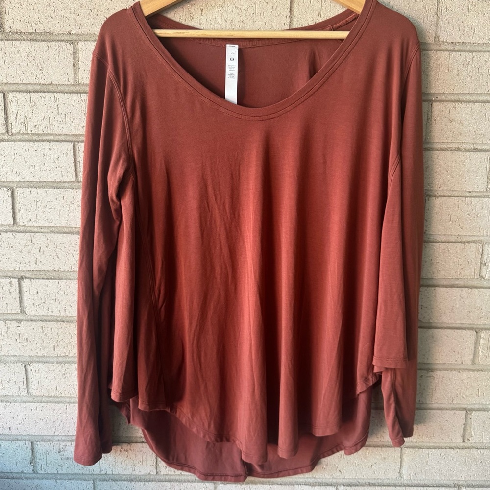 Lululemon Up for Down Time Long Sleeve Shirt | Silk Blend | Sz 6 Dark Terracota
